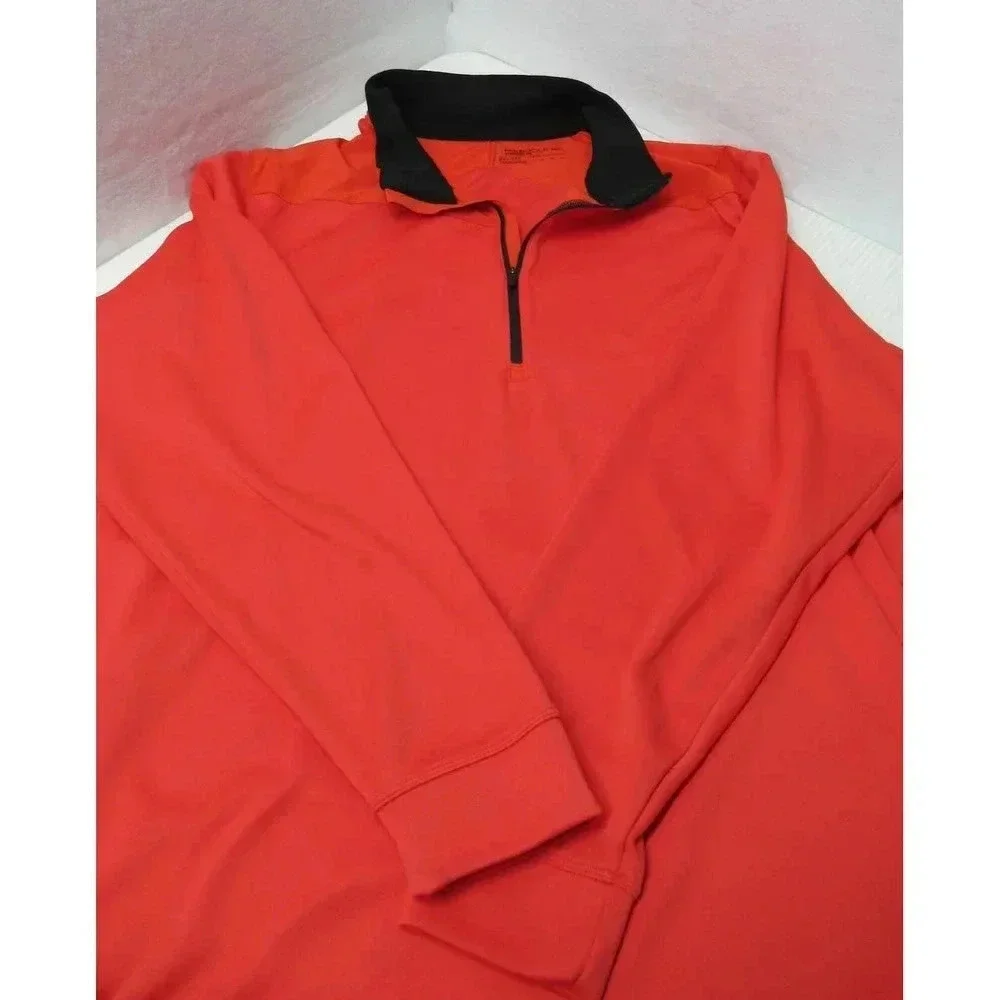 Nike Golf Standard Fit Mens 3/4 Zip Dri Fit Long Sleeve Mock Neck Red Size 2XL